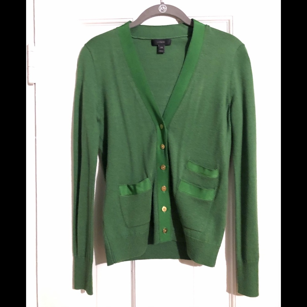 J.Crew Merino Wool Cardigan in Kelly Green; Size XXS